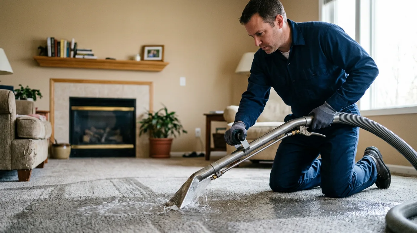 Water damage restoration technician working near Balsam, NC